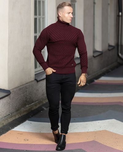 Structured High Roll Neck Wine Rusty Neal