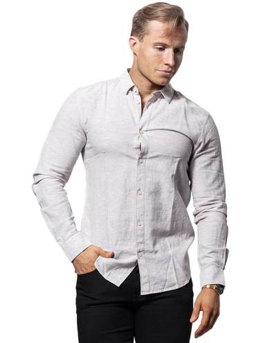 Caiden Linen Shirt Chincilla Only & Sons