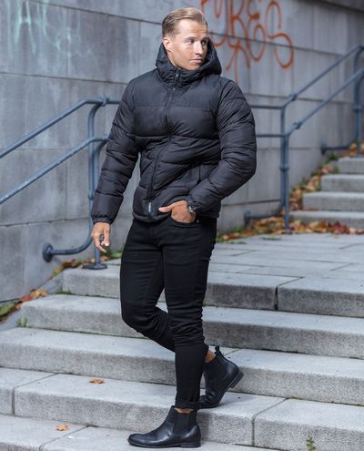 Paul Puffer Hood Black Jacket Jack & Jones