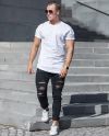 Long Shaped Turnup Tee White Urban Classics