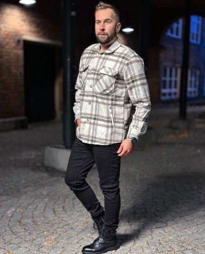 Beige Chequered Shirt Carisma