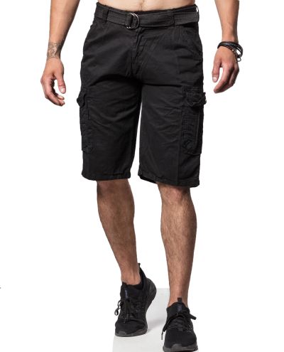 Cargo Shorts Black With Belt Jerone