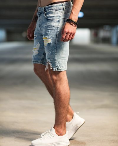 Light Blue Denim Shorts Elastic Jerone