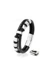 Spirit Leather Bracelet Stainless Steel Silver Serasar