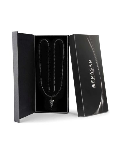 Leather Necklace With Pendant Arrow Black Serasar