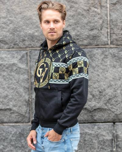 Black Distinctive Hoodie Golden Details Jerone