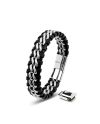 Leather Bracelet Stainless Steel Silver Serasar