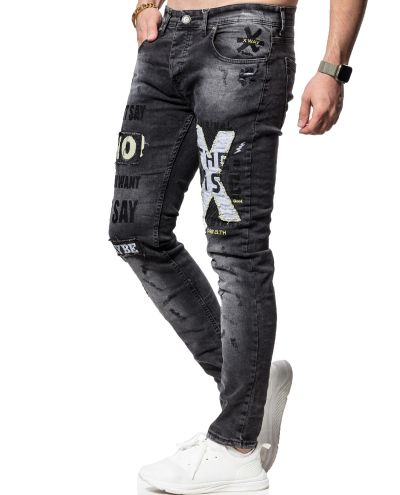 Dark Gray Washed Denim Jeans L32 Jerone