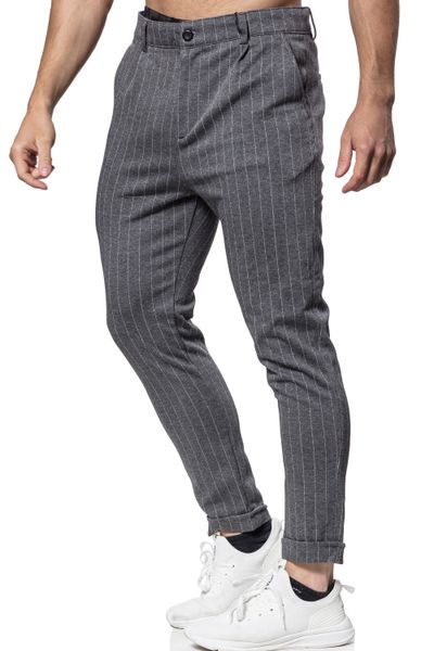 Joustavat Pystyraidalliset Tapered Fit Suorat Housut 