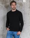 Knit Ribbed Round Neck Sweater Black Jerone