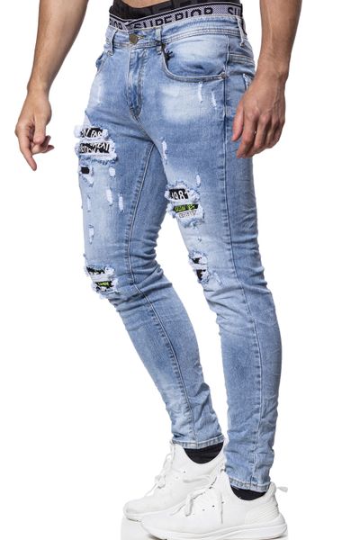 Vaaleansiniset Revityt Joustavat Streetwear Farkut L32 Jerone