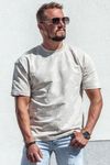 Logoprintattu beige t-paita oversize AARHON