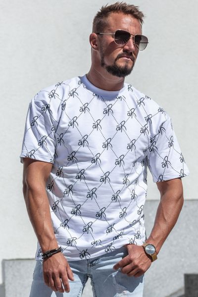 Logoprintattu valkoinen t-paita oversize AARHON