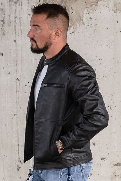 miesten musta keinonahkatakki biker