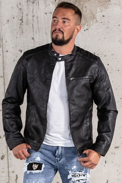 Dylan miesten musta keinonahkatakki Biker JACK & JONES Dylan miesten musta keinonahkatakki Biker JACK & JONES