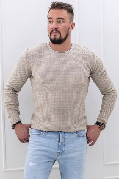Beige miesten struktuuripintainen kevyt neule