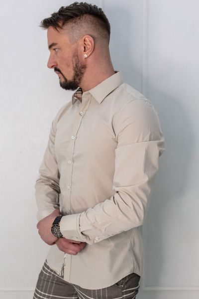 Tartan ruutukoristeltu kauluspaita beige Jerone