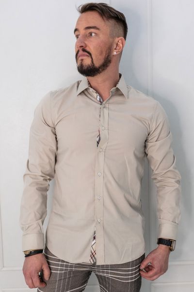 Tartan ruutukoristeltu kauluspaita beige Jerone