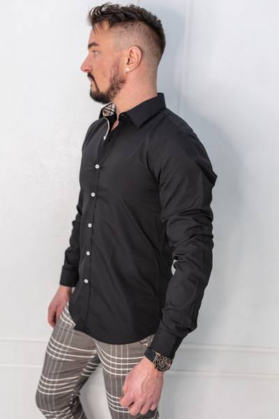 Tartan ruutukoristeltu kauluspaita musta Jerone