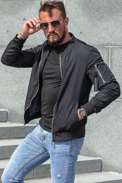 Miesten musta kevyt bombertakki JERONE