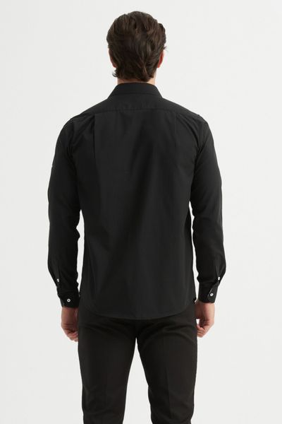 Comfort Fit Tartan ruutukoristeltu kauluspaita musta Jerone