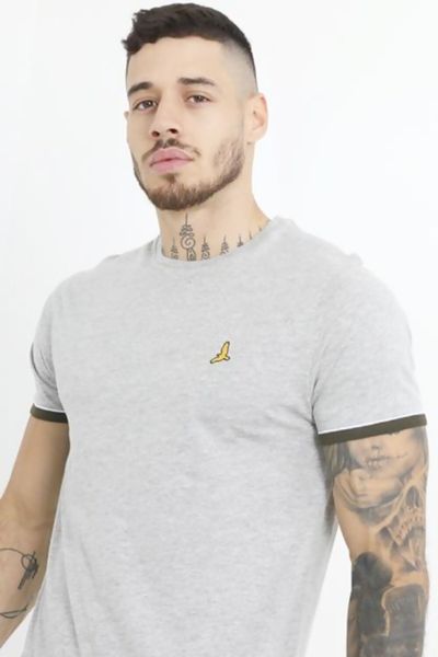Harmaa pehmeä t-paita logo rinnassa BRAVE SOUL