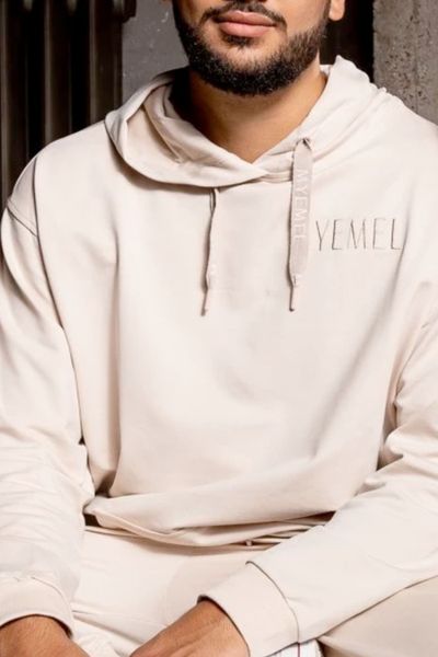 Miesten oversize beige huppari MYEMEL Miesten oversize beige huppari MYEMEL