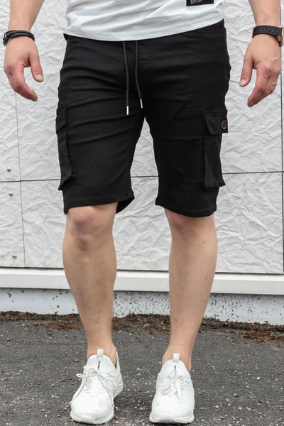 Miesten joustavat mustat reisitaskushortsit JERONE