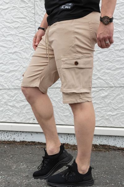 Miesten joustavat beiget reisitaskushortsit JERONE