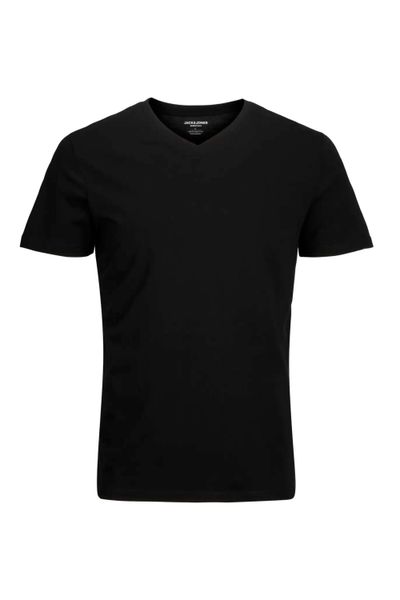 V-kaula-aukollinen puuvillainen t-paita musta Jack&Jones