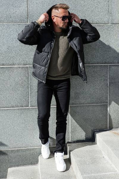 Union Puffer musta takki Jack & Jones