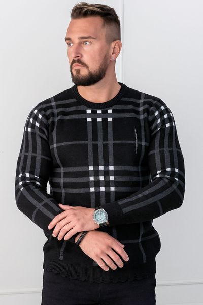 Musta ruudullinen rikottu neule Jerone