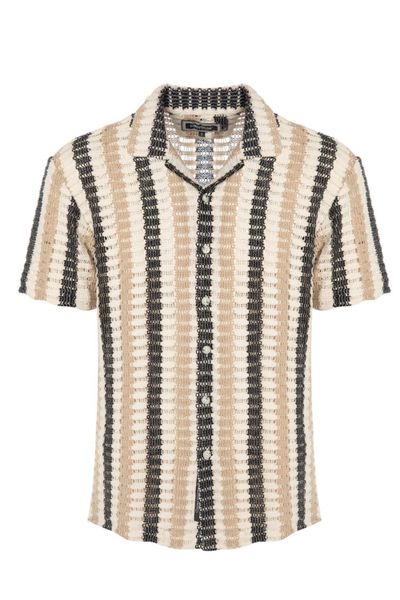 Beige virkattu lyhythihainen kauluspaita CARISMA