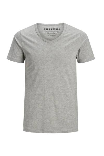 Basic V-Neck T-Shirt Gray Jack & Jones