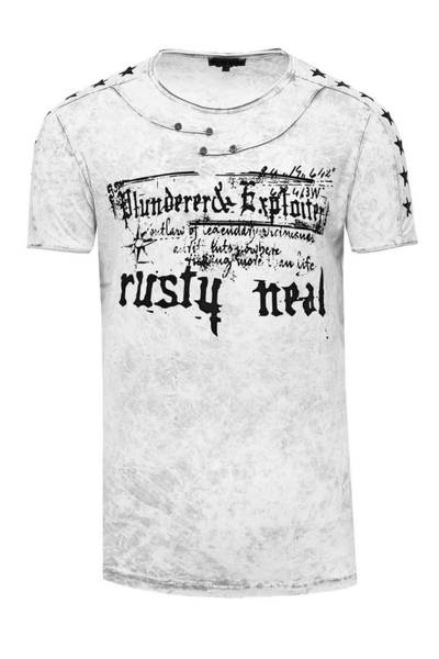 Valkoinen pesty t-paita printillä RUSTY NEAL