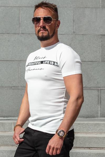 Rick Strukturoitu t-paita valkoinen JERONE