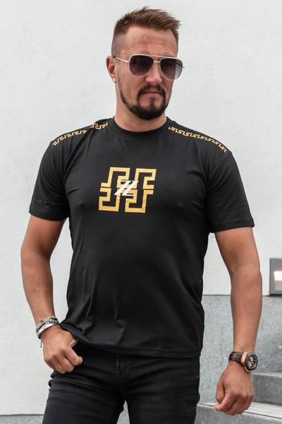 ZZ musta printtipaita kultafoililla JERONE ZZ musta printtipaita kultafoililla JERONE