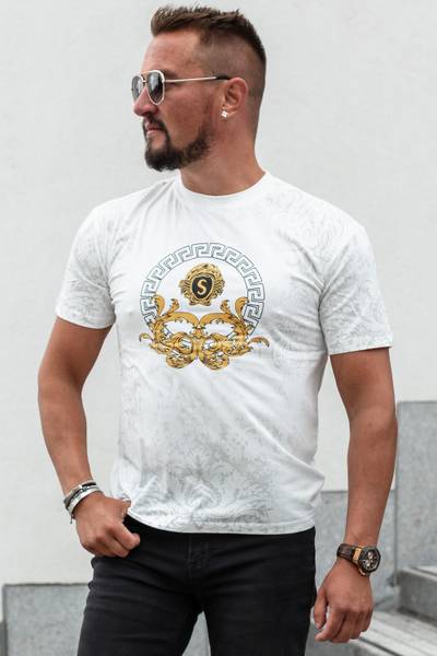 Lion valkoinen printtipaita kultafoililla JERONE