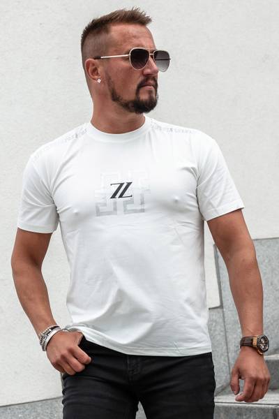 ZZ valkoinen printtipaita hopeafoililla JERONE