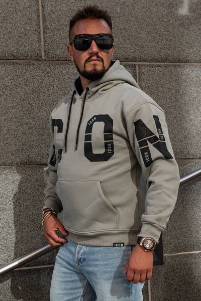 Icon miesten taupe printtihuppari JERONE Icon miesten taupe printtihuppari JERONE