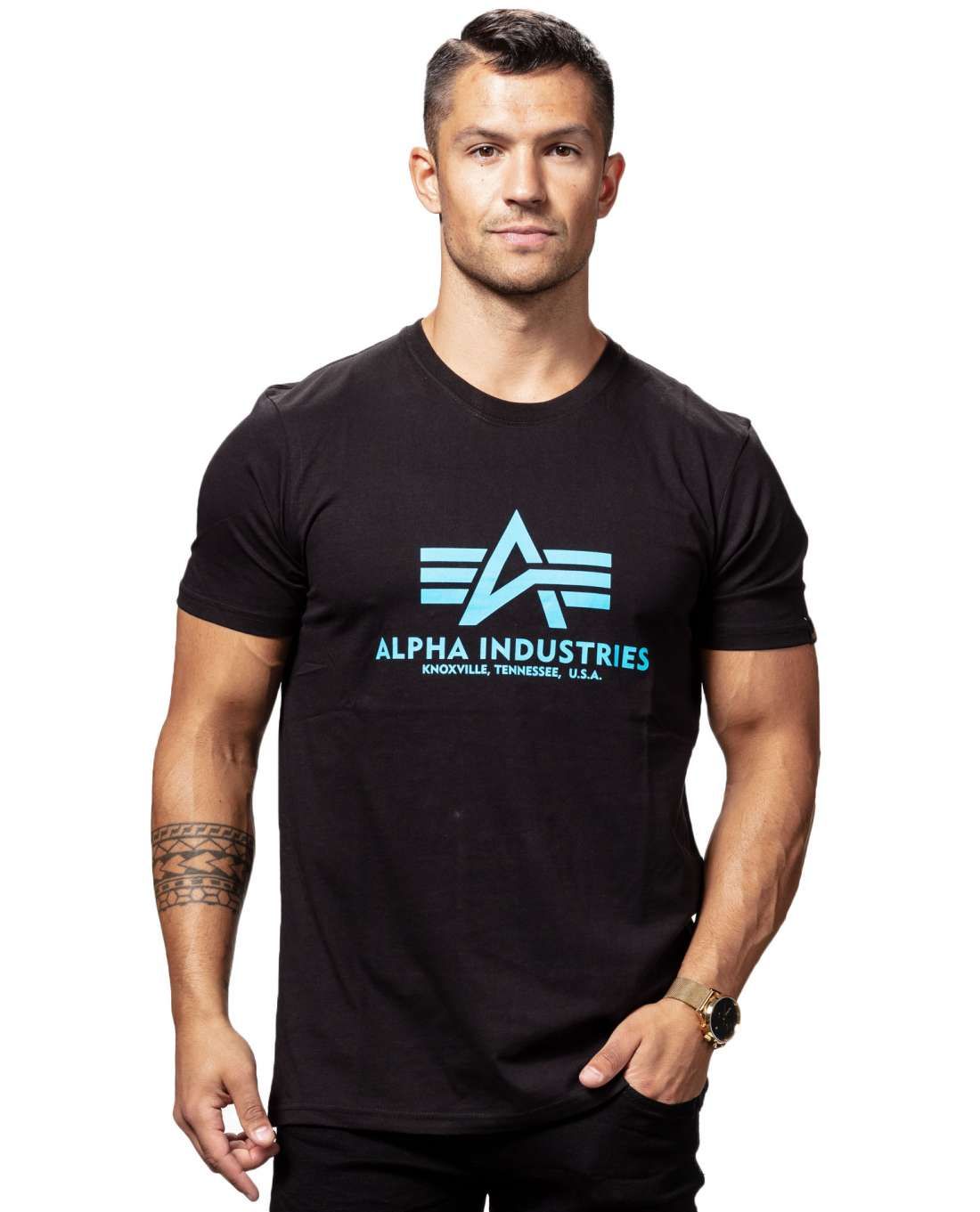 Basic T-Shirt Black Blue Alpha Industries