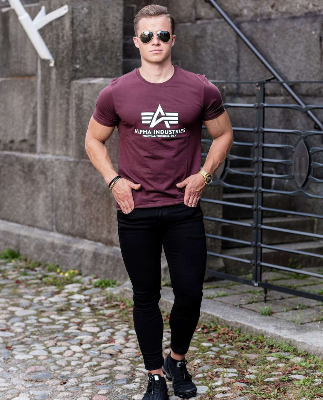Basic T-Shirt Maroon Alpha Industries