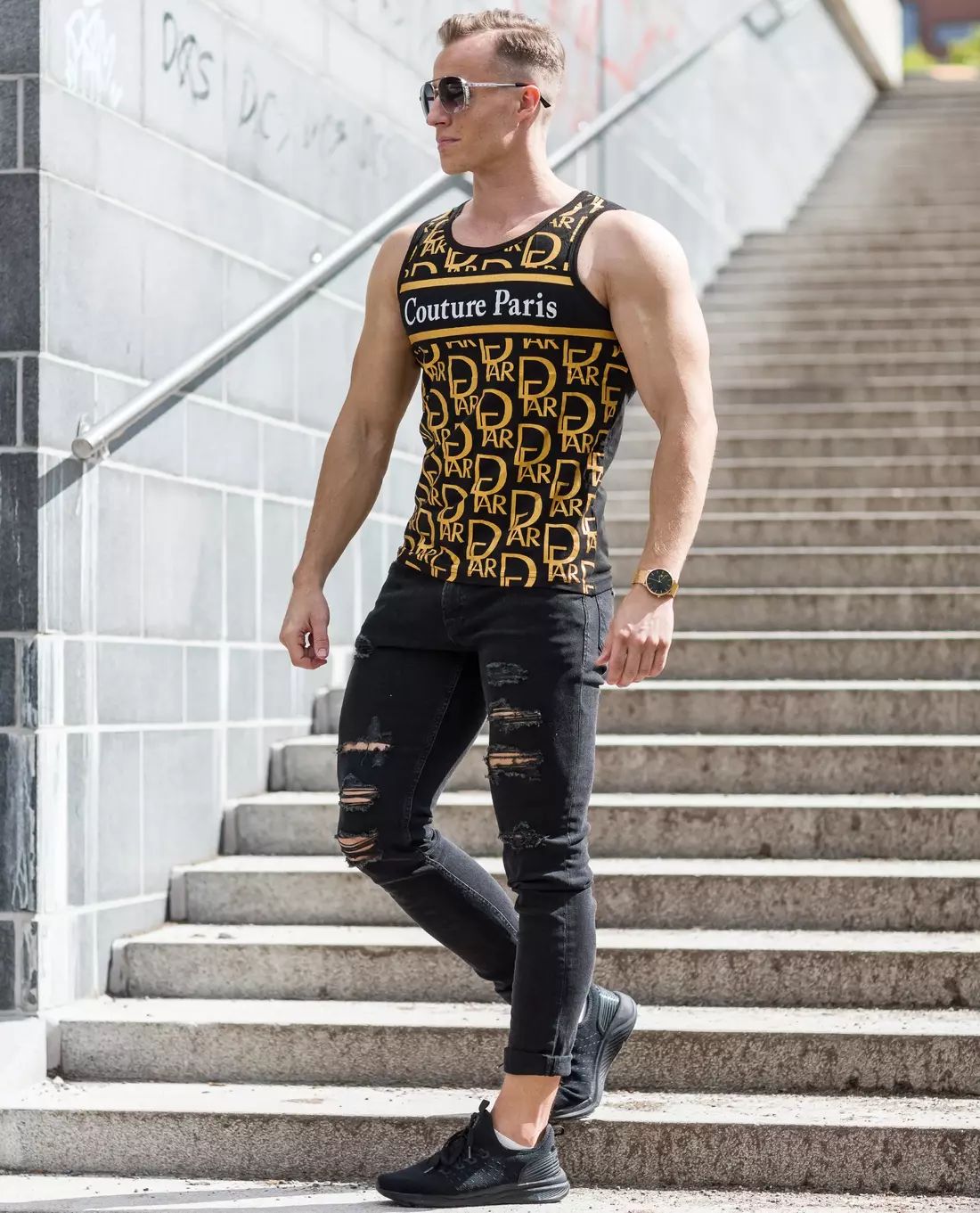 Couture Tank Top Black Gold Jerone