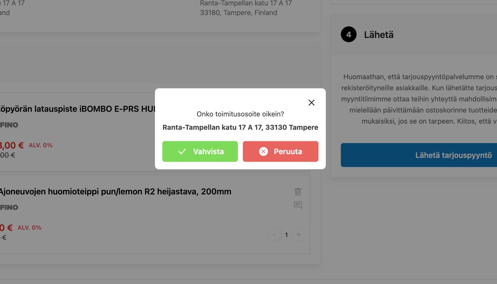Tarjouspyynnön vahvistus